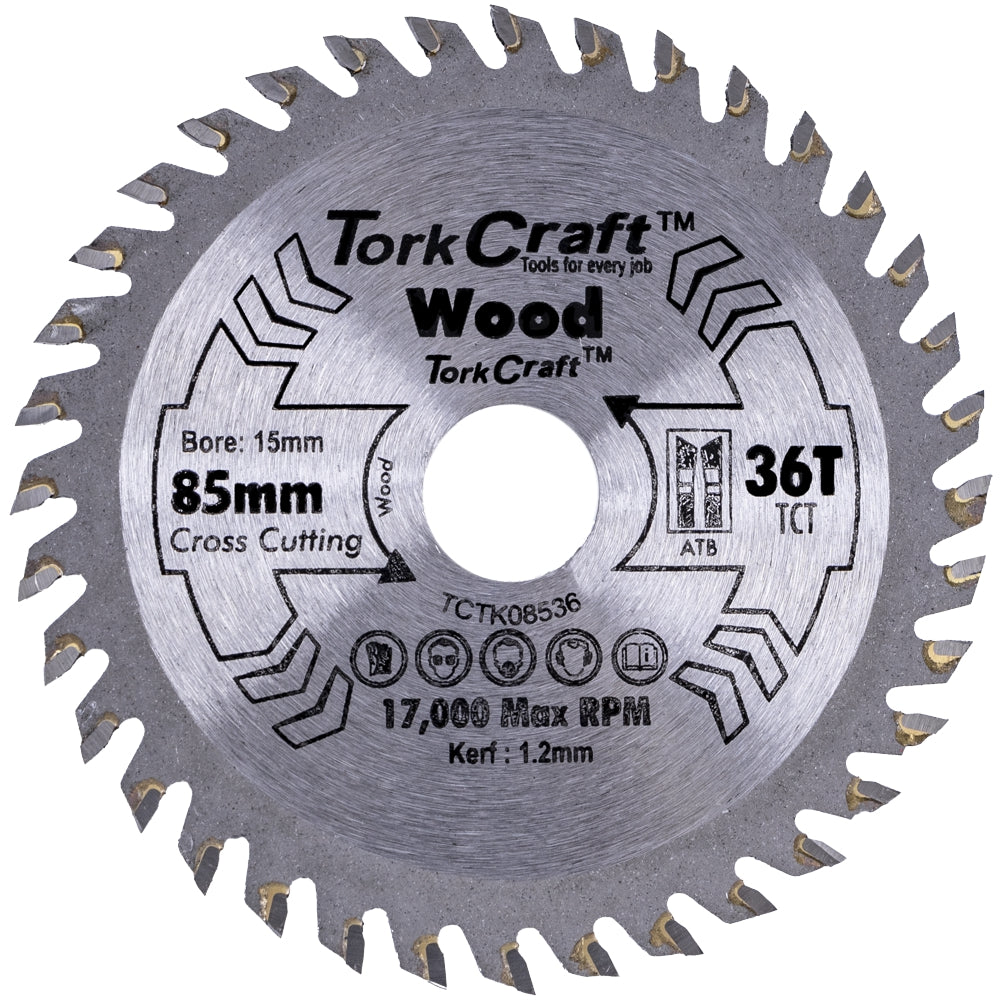 Tct Saw Blade 85 Mm X 1.2 Mm X 15 Mm X 36 T Wood Thin Kerf