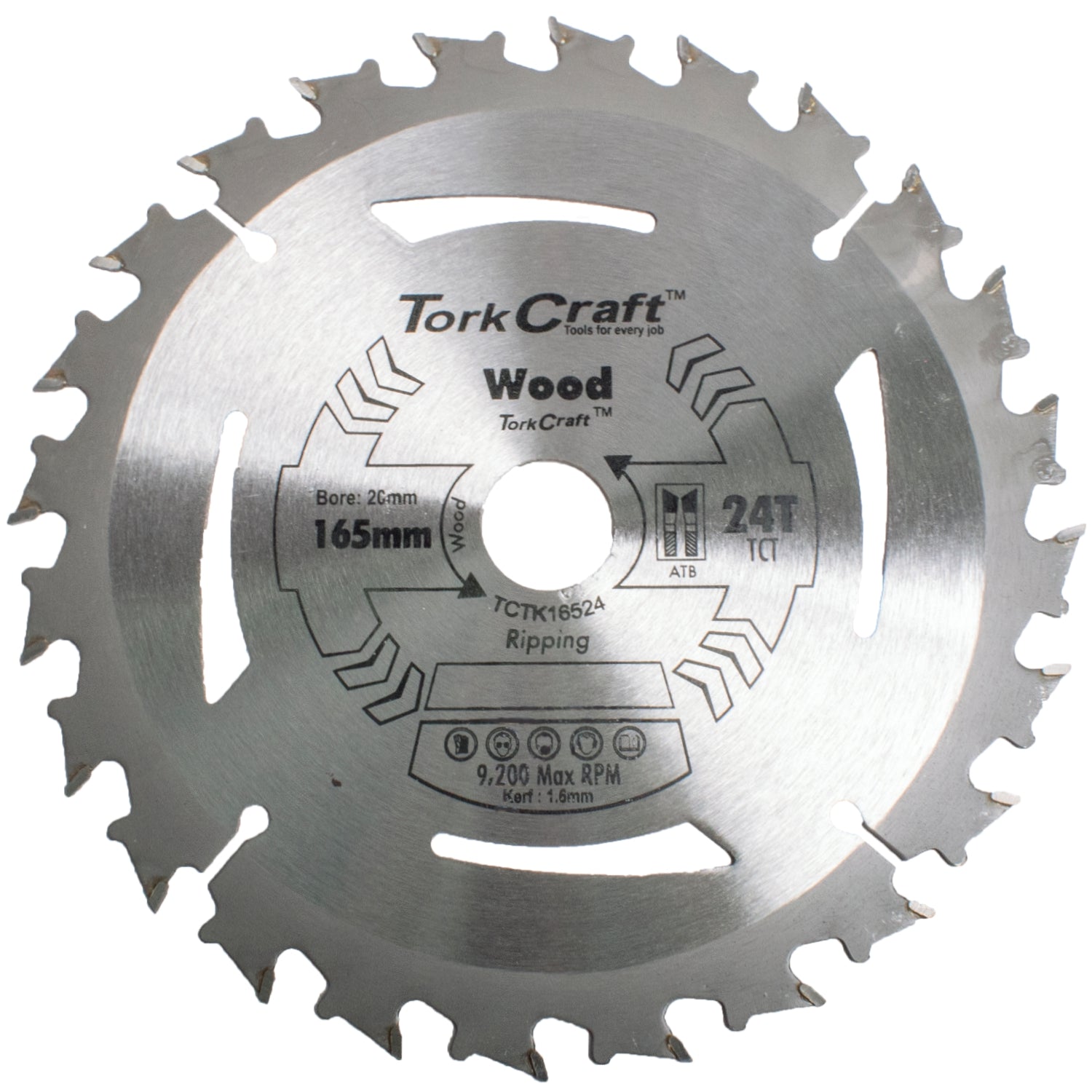 Tct Saw Blade 165 Mm X 1.6 Mm X 20 Mm X 24 T Wood Thin Kerf