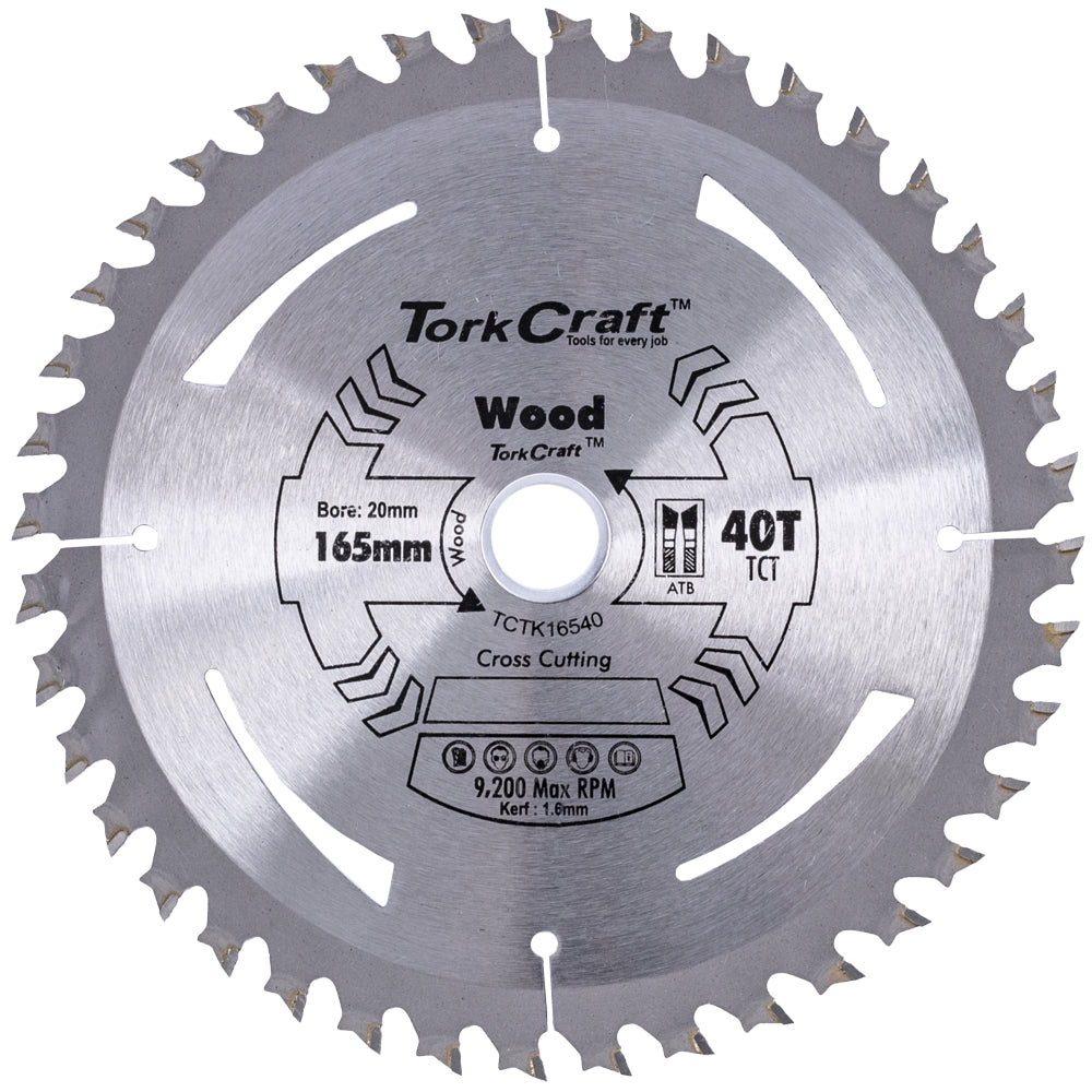 Tct Saw Blade 165 Mm X 1.6 Mm X 20 Mm X 40 T Wood Thin Kerf