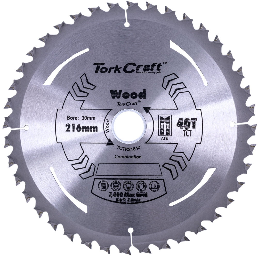 Tct Saw Blade 216 Mm X 2.0 Mm X 30 Mm X 40 T Wood Thin Kerf