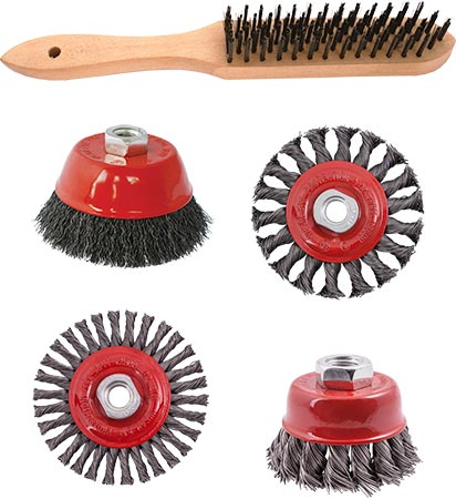 Wire Brush Angle Grinder Kit M14 Crimped & Knotted Set 5 Pce Hand Brush