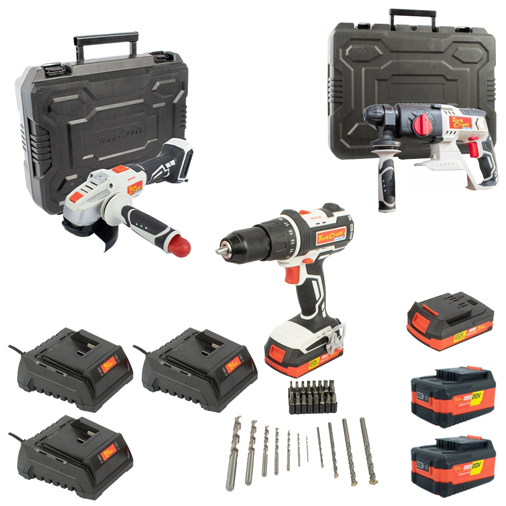 115 Angle Grinder And Rotary/ Imp Drill Set Std Charger And Bat