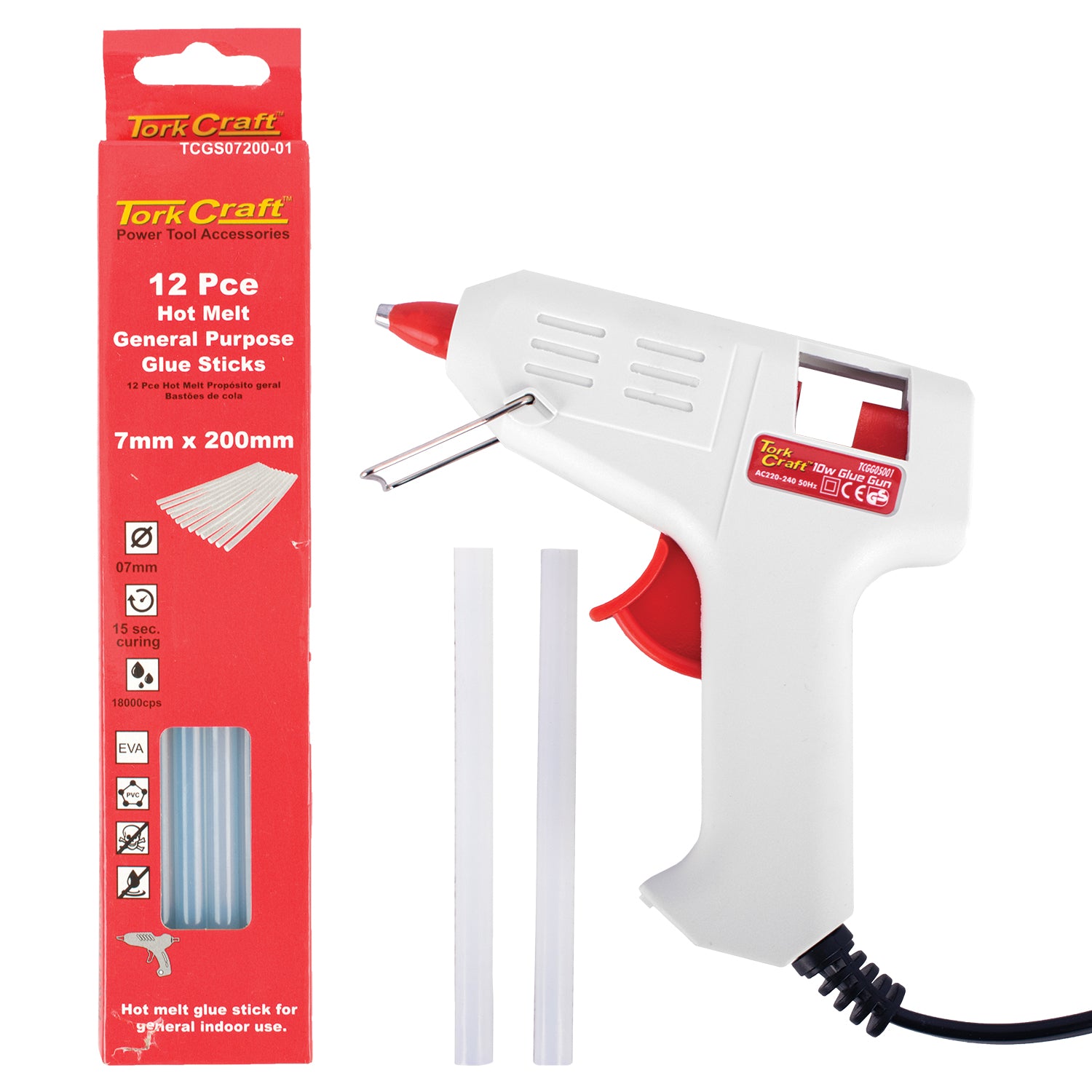 Tcgg05001 Glue Gun With Tcgs07200 01 Glue Sticks 12 Pce