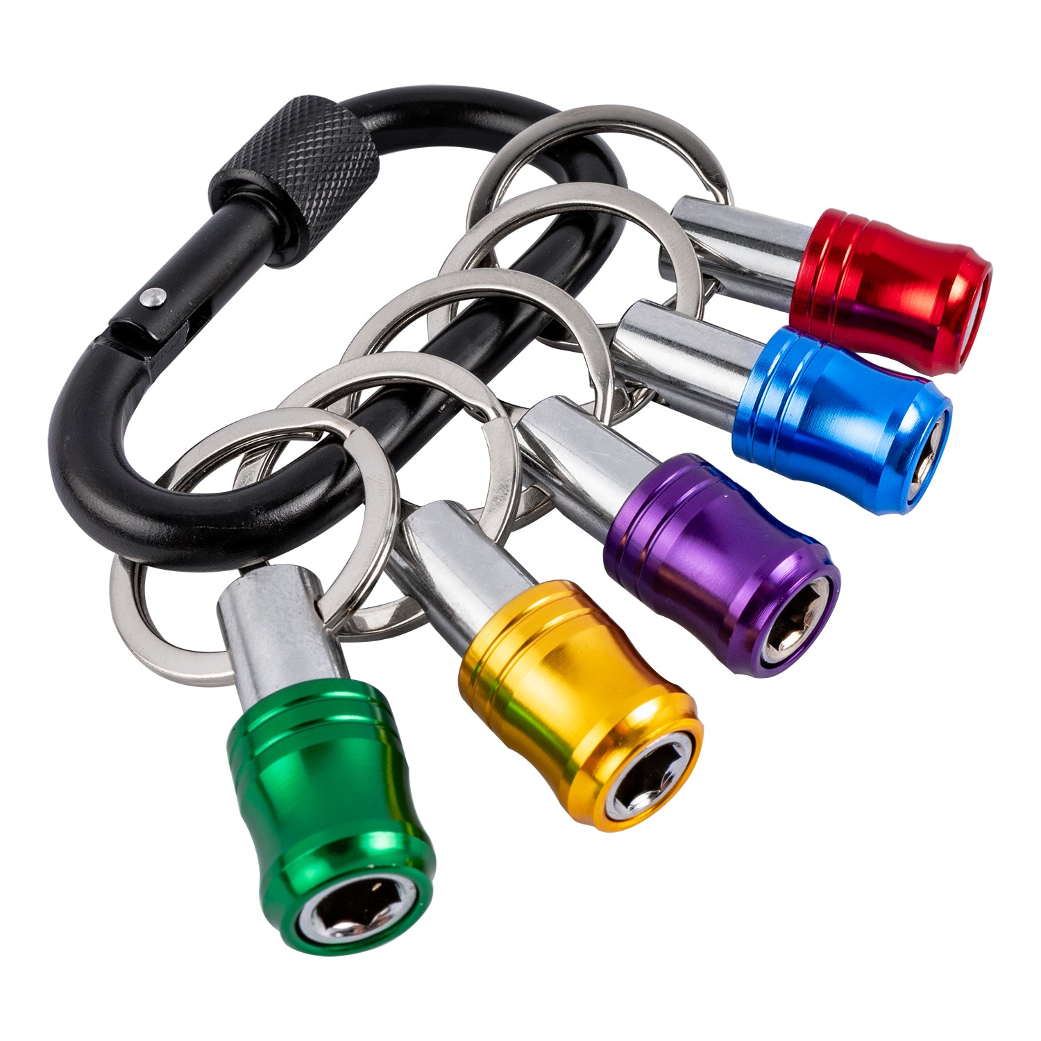 5 Pc Quick Release Bit Holder Set On Carabiner Clip