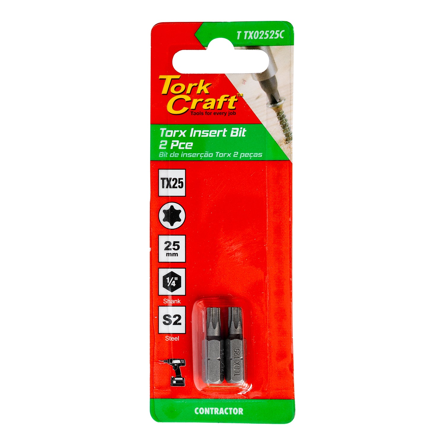 Torx Tx 25 Classic Insert Bit 25 Mm 2 Pc Carded