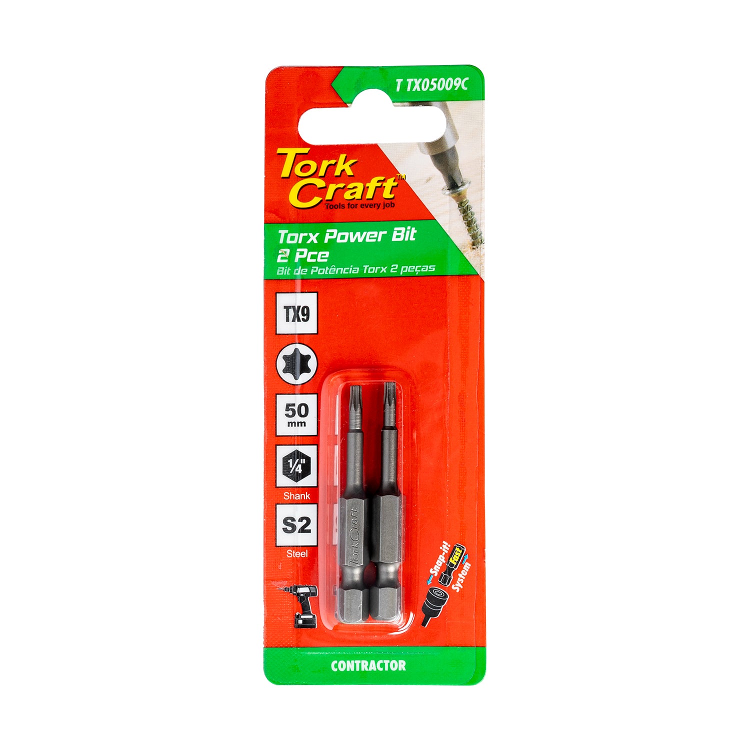 Torx Tx 9 Classic Power Bit 50 Mm 2 Pc Carded