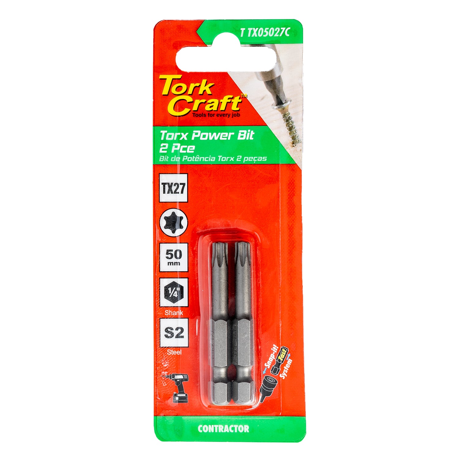 Torx Tx 27 Classic Power Bit 50 Mm 2 Pc Carded