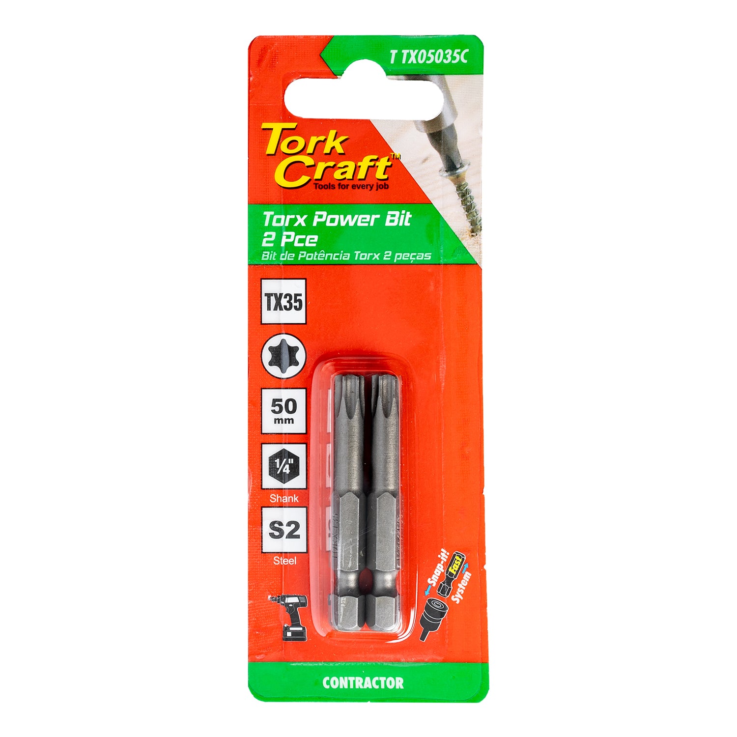 Torx Tx 35 Classic Power Bit 50 Mm 2 Pc Carded