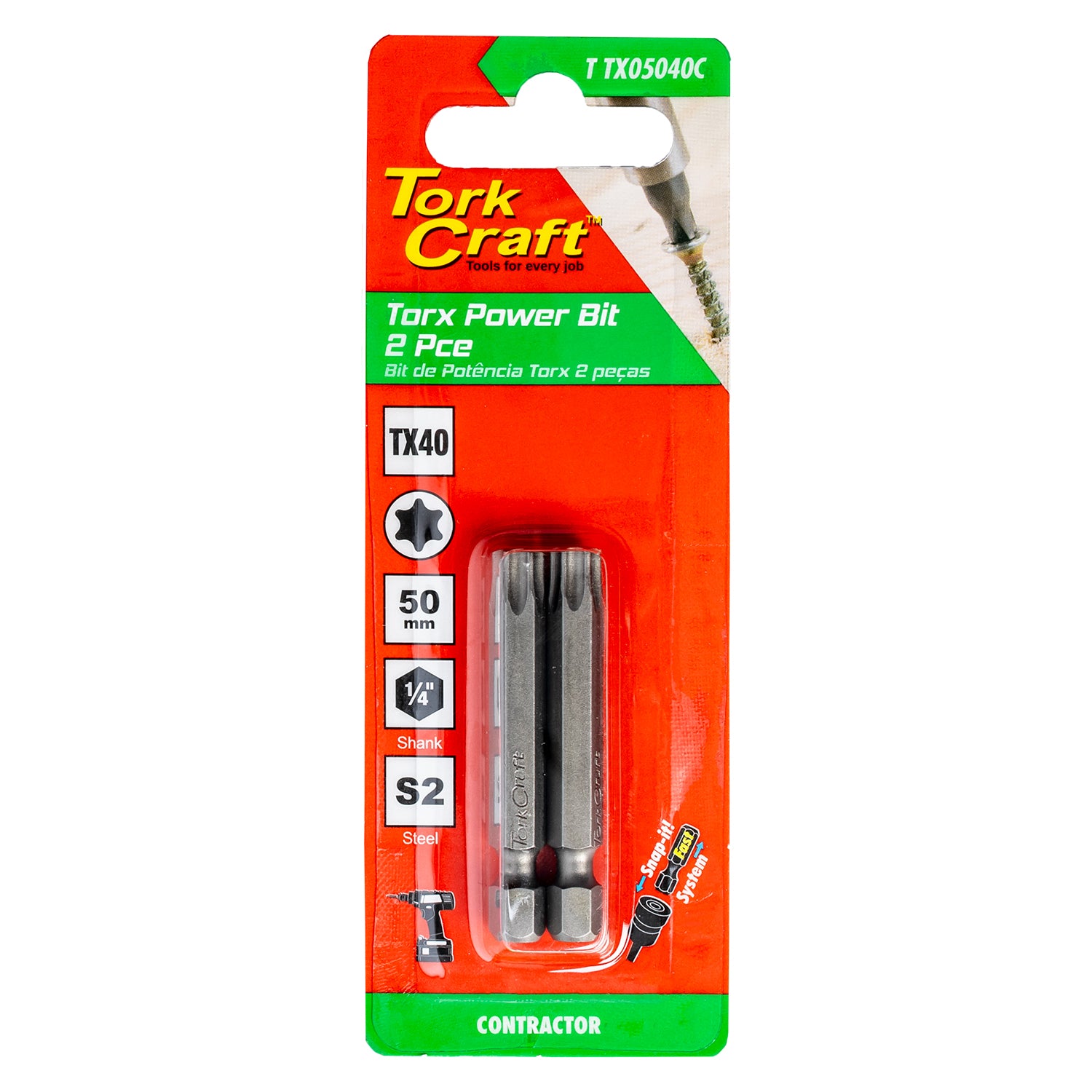 Torx Tx 40 Classic Power Bit 50 Mm 2 Pc Carded