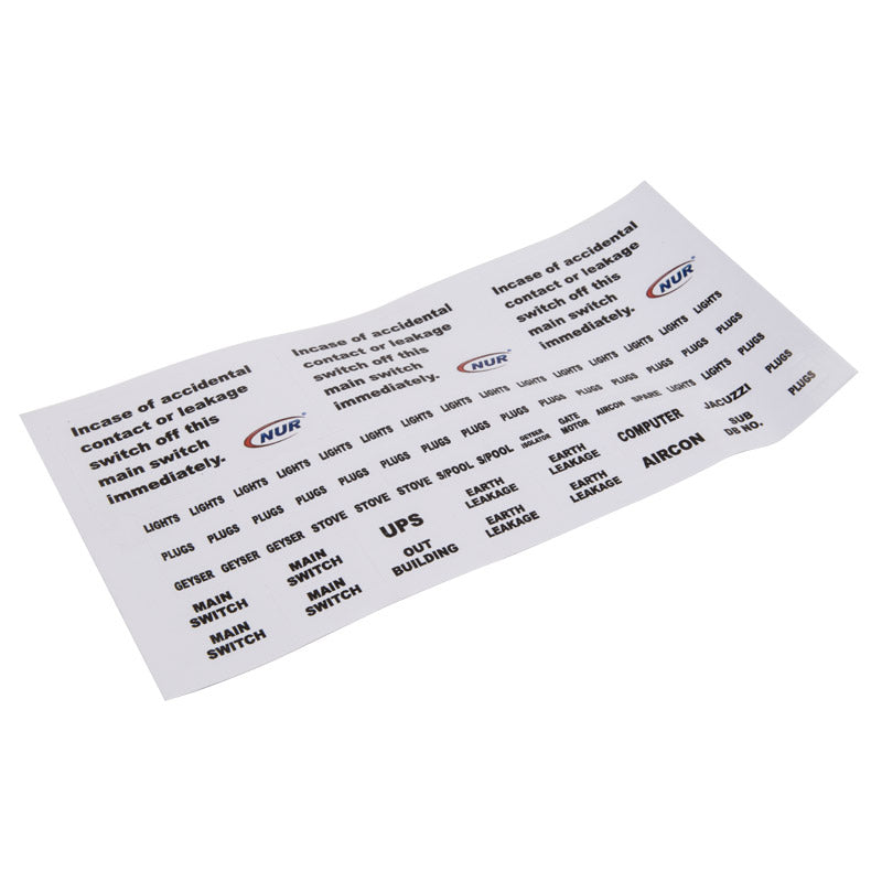 Distribution Board Accessory Label Sheet