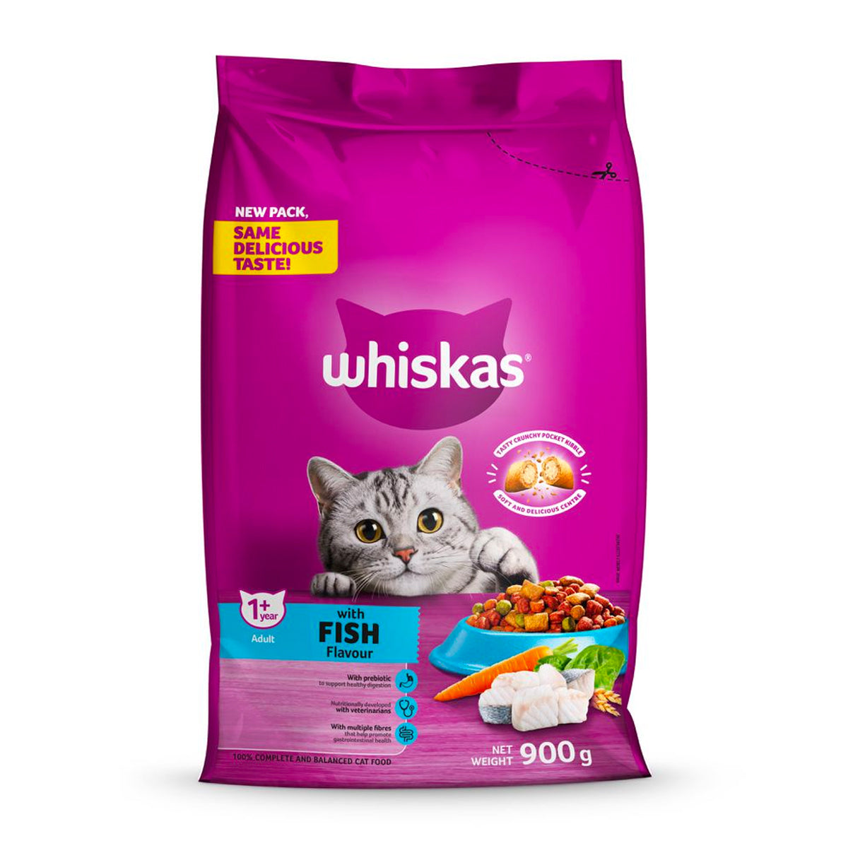 Whiskas Cat Food Dry Adult Fish 900 G