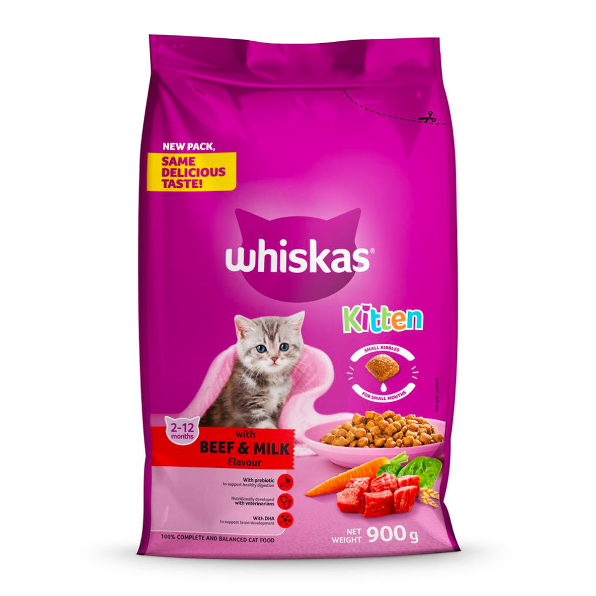 Whiskas Cat Food Dry Kitten Food Beef 900 G