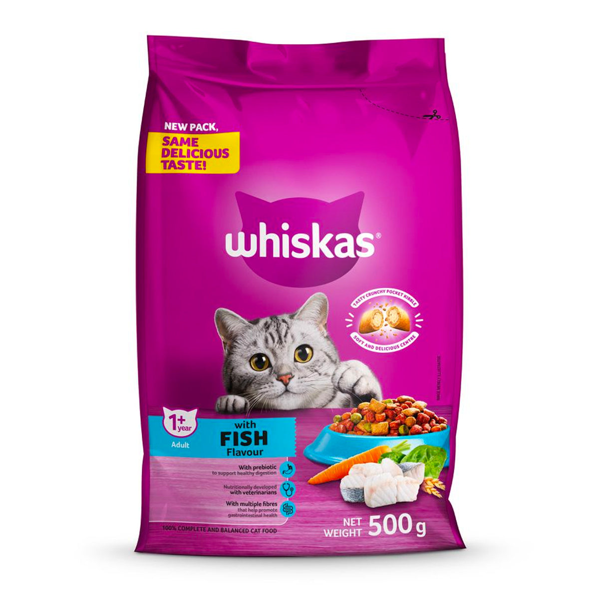 Whiskas Cat Food Dry Adult Fish 500 G