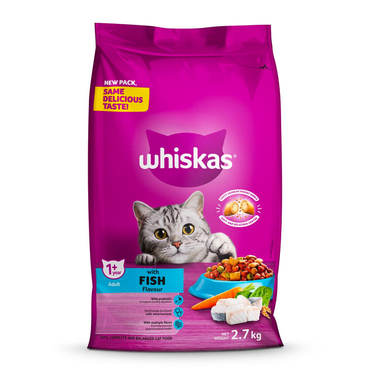 Whiskas Cat Food Dry Adult Fish 2.7 Kg