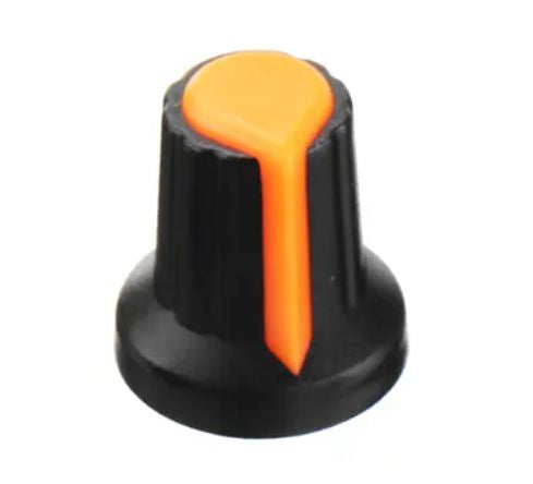 Knob Black Splined With Orange Marker 6mm 15x17 Wh 148 2 Orange