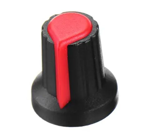 Knob Black Splined With Red Marker 6mm 15x17 Wh 148 2 Red