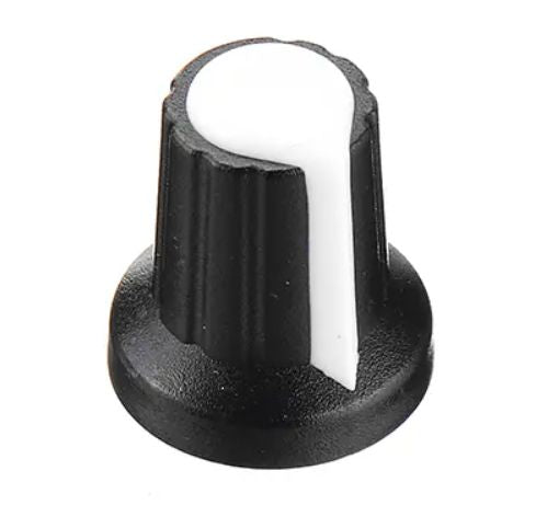 Knob Black Splined With White Marker 6mm 15x17 Wh 148 2 White