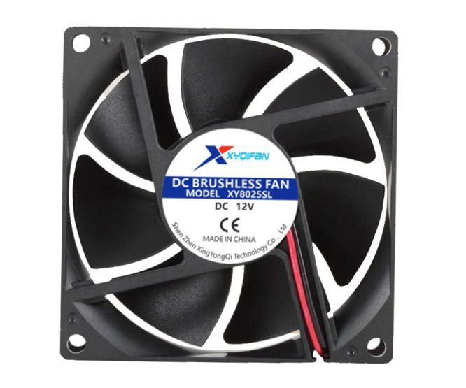 12 V Axial Fan 80sqx25mm Sleeve 43.5 Cfm Leads Xy8025 Sl