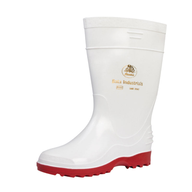 Bata Elegant Ladies Gumboot White/Red Size 8