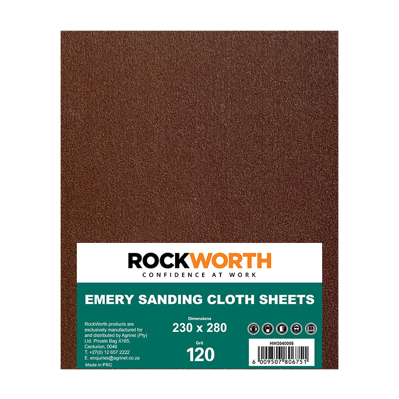 Rockworth Emery Sanding Cloth 120 Grit (50 Pack)