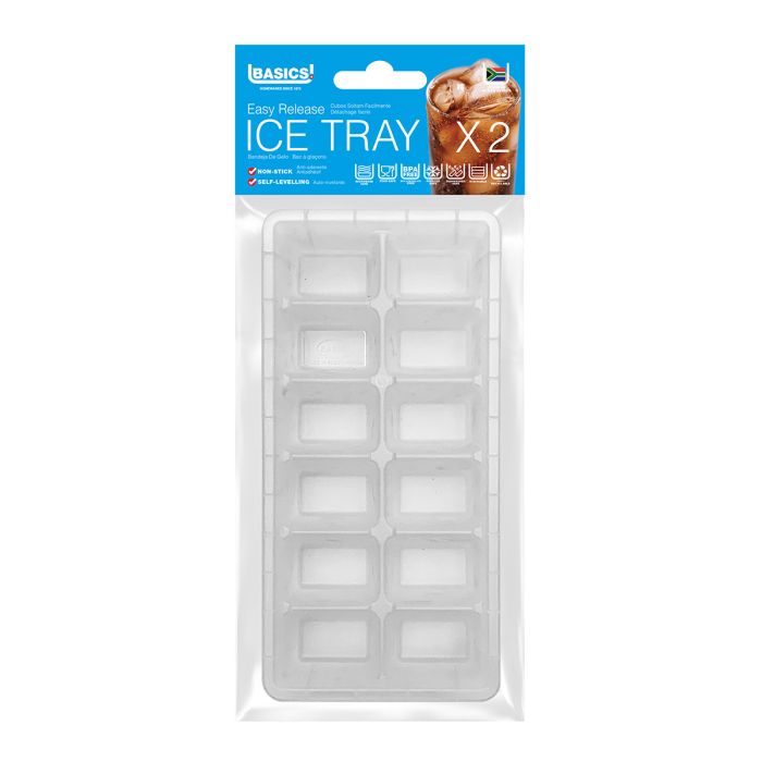 Basics Platic Ice Tray 16 Cube Twin Pack