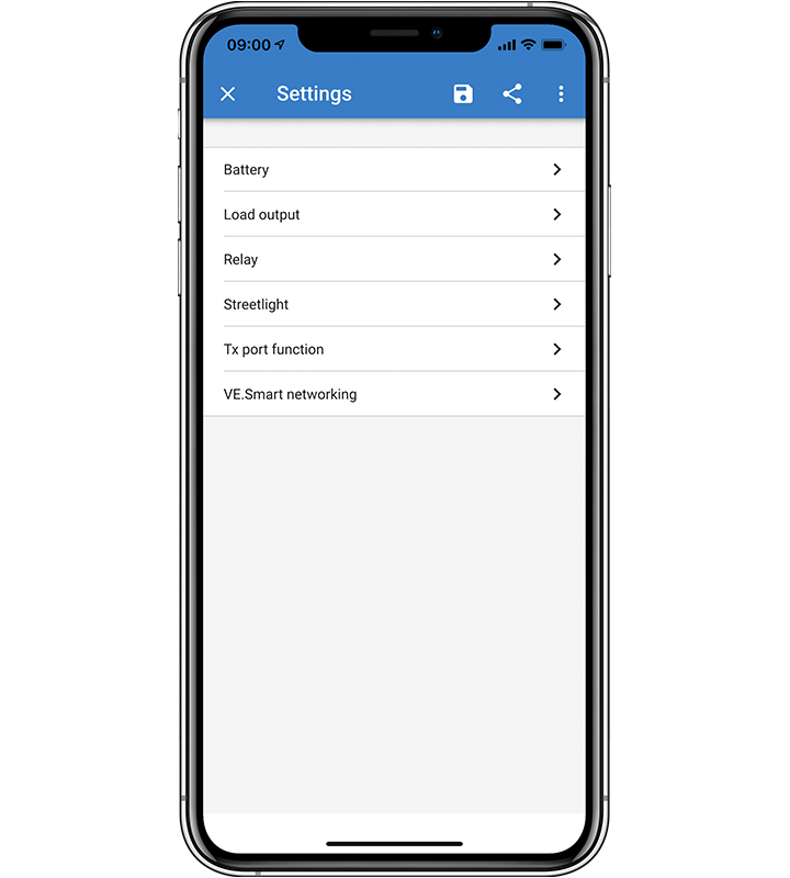 iPhone SmartSolar settings